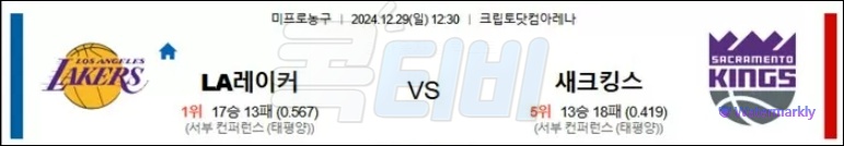 LA레이커스 새크라멘토 【 NBA 】분석 스포츠중계 20241229