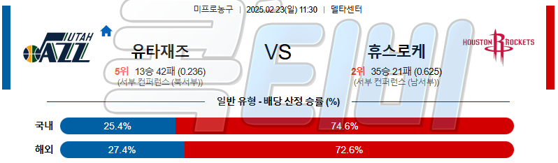 유타 재즈 휴스턴 로키츠 【 NBA 】분석 스포츠중계 무료중계 콕티비 20250223